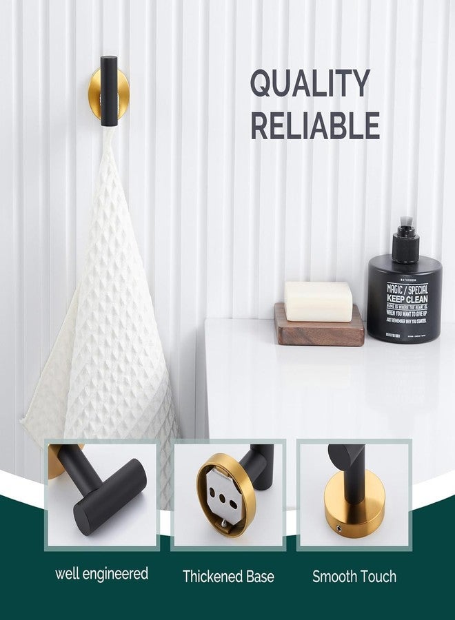 LUXIUR Wall Hooks for Hanging Strong, Cloth Hook Stand for Bathroom and Kitchen Accessories Items, SUS 304 Grade Stainless Steel Robe Hook, Door Hanger Hook, Bathroom Accessories, Black Gold, 2 Pack - Image 3